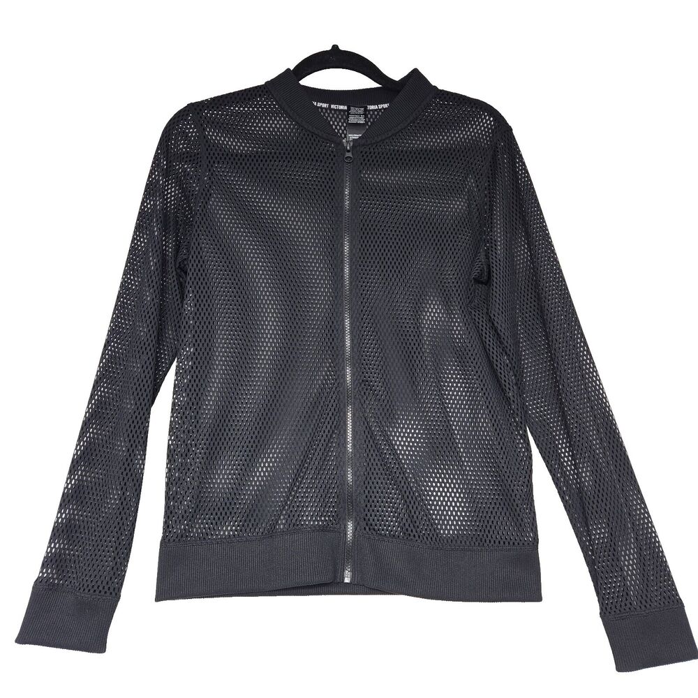 Victoria Secret Sport Black Mesh Jacket Small Rock Whimsigoth Athleisure Fall
